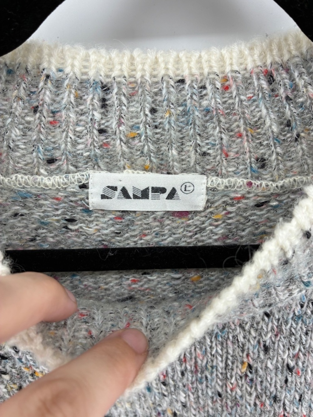 Vintage Wool Blend Men’s Crewneck Sweater Rainbow Metallic Knit Details - Picture 3 of 7